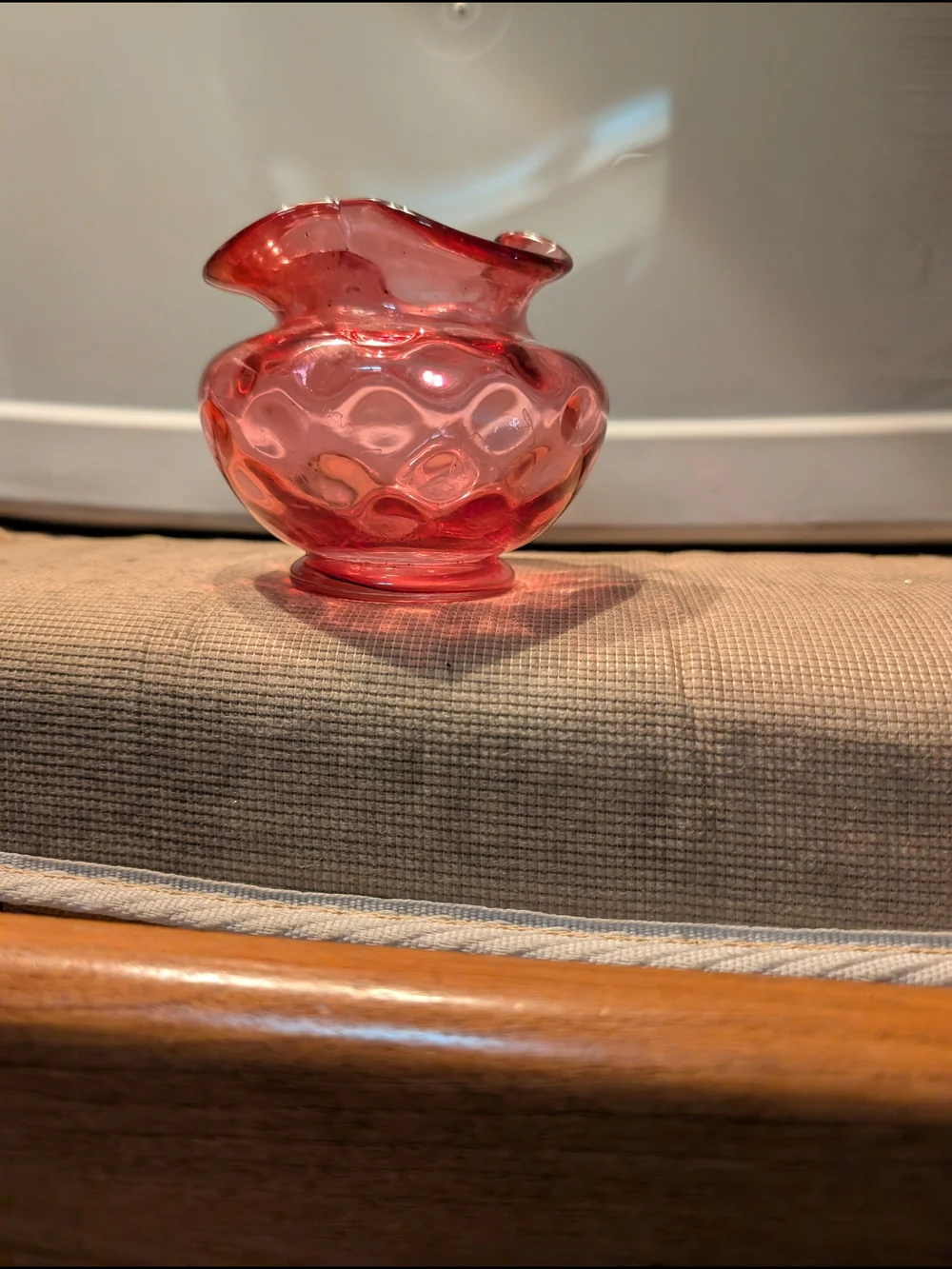 Fenton Pink Hobnail Glass Pitcher Vase